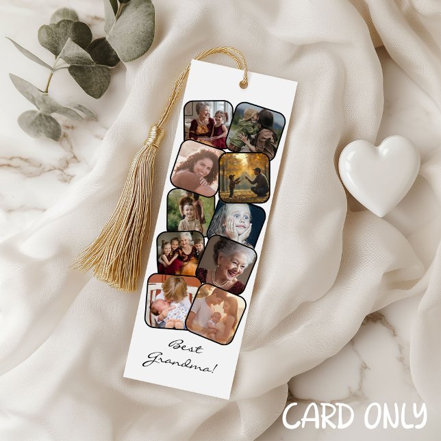 Best Grandma 10 Photo Collage Bookmark Rack Card (Creator Uploaded)