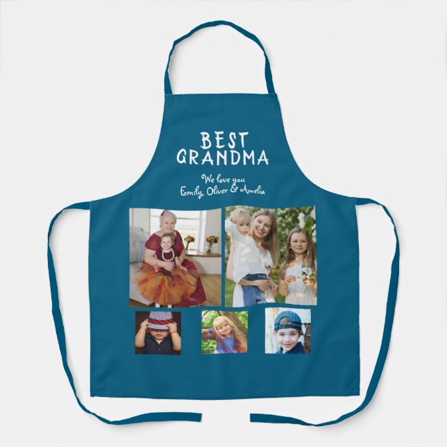 Best Grandma 5 Photo Collage Keepsake Apron (Front)