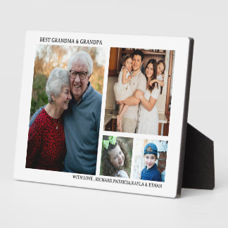 Best Grandma And Grandpa 4 Photo Collage White Plaque