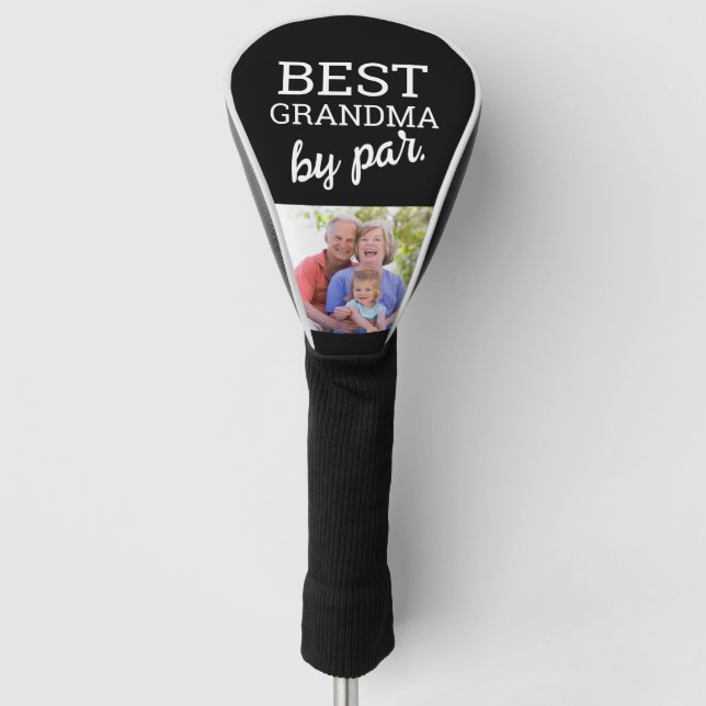 Best Grandma by par Modern Typography Custom photo Golf Head Cover (Front)