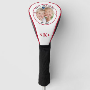 BEST GRANDMA BY PAR Photo Monogram Initials Hearts Golf Head Cover