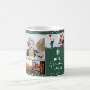 Best grandma Christmas 5 photos collage grid green Coffee Mug