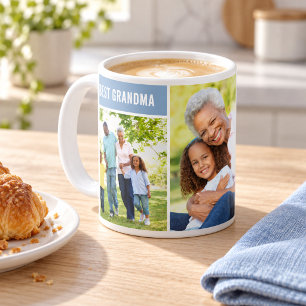 Best Grandma Dusty Blue Photo Collage Coffee Mug