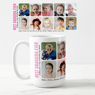 Best Grandma Ever 10 Grandkids Custom Photo Coffee Mug