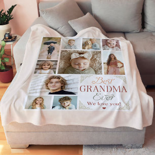 Best Grandma Ever 10 Photo Collage  Fleece Blanket