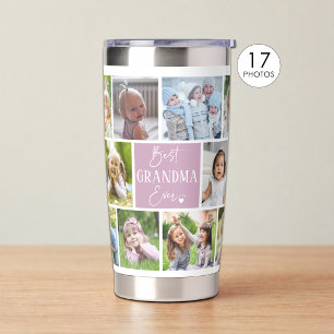 Best Grandma Ever 17 Photo Collage Custom Colours Insulated Tumbler