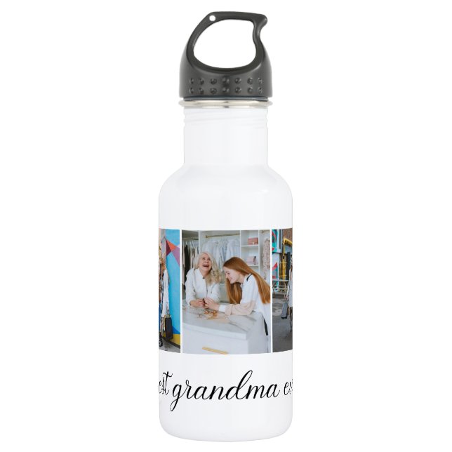 Best Grandma Ever 3 Photo Collage  532 Ml Water Bottle (Front)