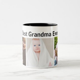 Best Grandma Ever 3Photo Collage Custom Two-Tone Coffee Mug