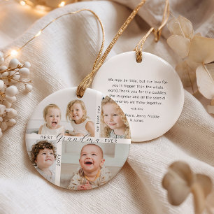 Best Grandma Ever 4 Photo Grandchildren Christmas Ceramic Ornament