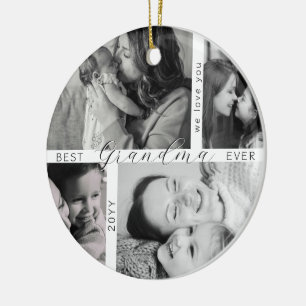 Best Grandma Ever 5 Photo Collage Personalised Ceramic Ornament