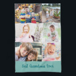 Best Grandma Ever 6 Photo Masonry Grid Green Tea Towel<br><div class="desc">Personalized kitchen towels for the best grandma ever (editable) with 6 of your favorite photos. The photo template is set up for you to add your pictures, which are displayed in landscape and square / instagram style to form a mini masonry grid style photo collage. Neutral style in two tone...</div>