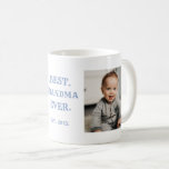 Best Grandma Ever Blue Birthday Two Photo Coffee Mug<br><div class="desc">Personalised blue best grandma ever 2 photo mug.</div>