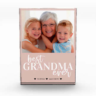 Best grandma ever blush pink white Photo Block