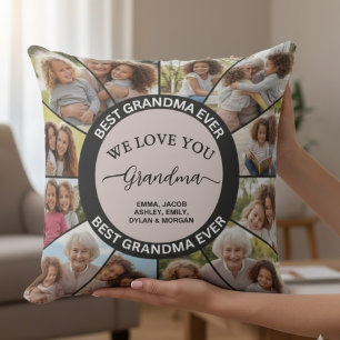 Best Grandma Ever Custom 12 Photo Collage Cushion