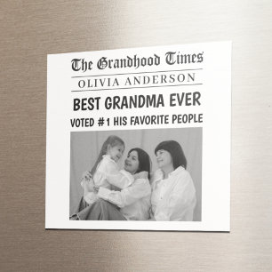 Best Grandma Ever Custom Newspaper Headline Photo  Magnet