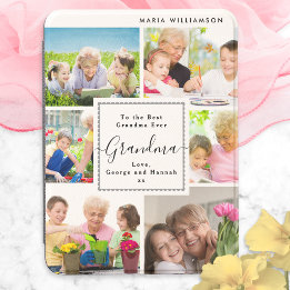 Best Grandma Ever Custom Photo Collage White