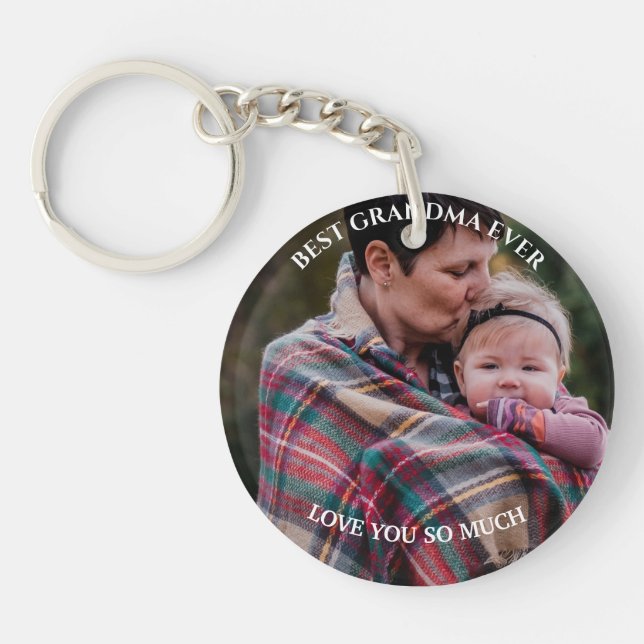 Best Grandma Ever Custom Photo Grandchildren Love Key Ring (Front)
