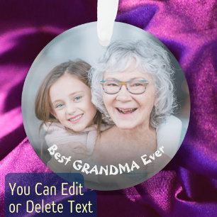 Best Grandma Ever Custom Photo Personalised Text Ornament