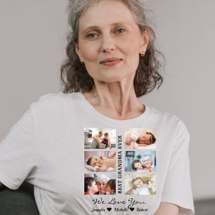Best Grandma Ever Custom Photos Grandchildren Name T-Shirt