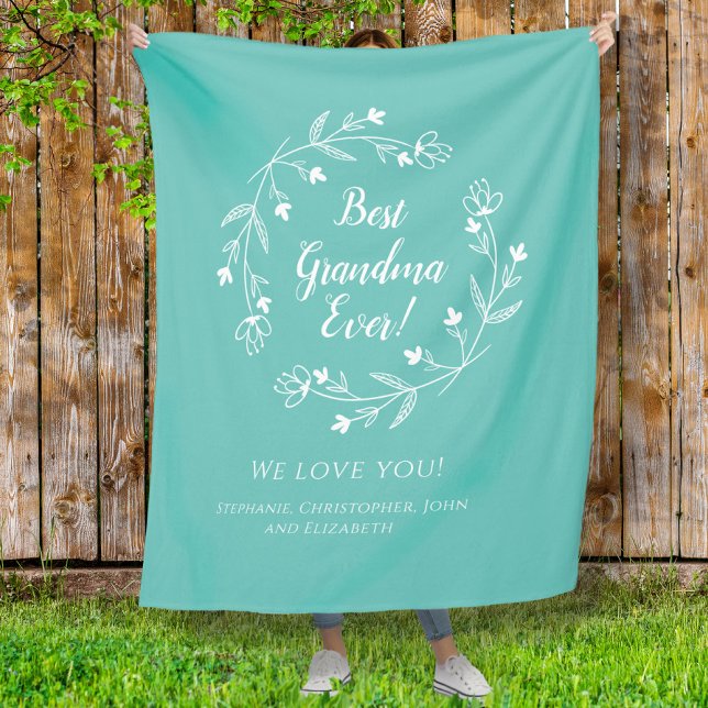 Best Grandma Ever Family Keepsake Grandkids Green  Fleece Blanket (Best Grandma Ever Family Keepsake Grandkids Green Fleece Blanket)