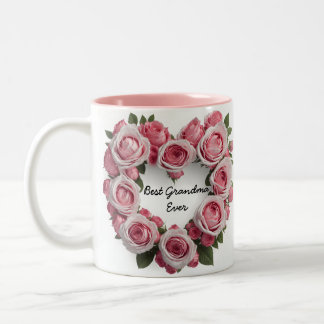 Best Grandma Ever Floral Pink Two-Tone Coffee Mug
