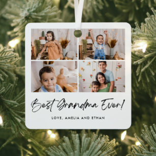 Best Grandma Ever Four Photo Metal Tree Decoration