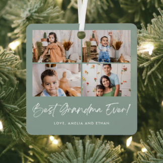 Best Grandma Ever Four Photo Metal Tree Decoration