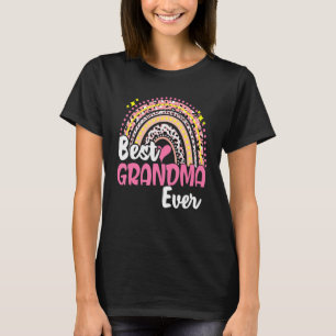 Best Grandma Ever Funny Pink Leopard Rainbow Mothe T-Shirt