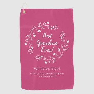 Best Grandma Ever Golfer Keepsake Grandkids Pink Golf Towel