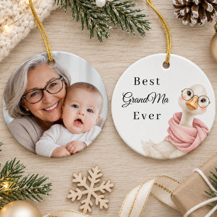 Best Grandma Ever Goose Photo Ceramic Ornament
