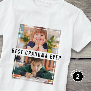 Best Grandma Ever Grandchildren 2 Photo Collage  T-Shirt