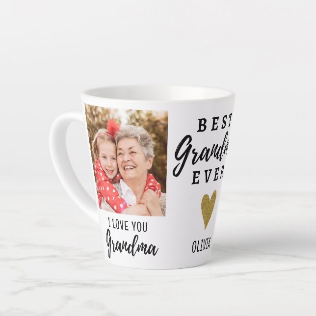 Best Grandma Ever Grandkid Love You 2 Photo Latte Mug (Left Angle)