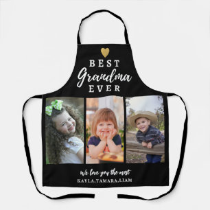 Best Grandma Ever Grandkids 3 Photo Collage Black Apron