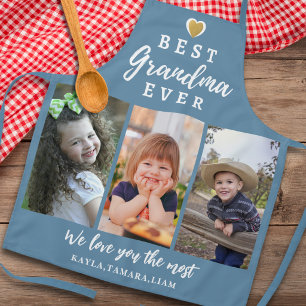 Best Grandma Ever Grandkids 3 Photo Collage Blue Apron