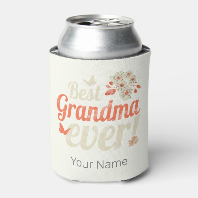 Best Grandma Ever Grandma Vintage Grandmother Can Cooler (Can Front)