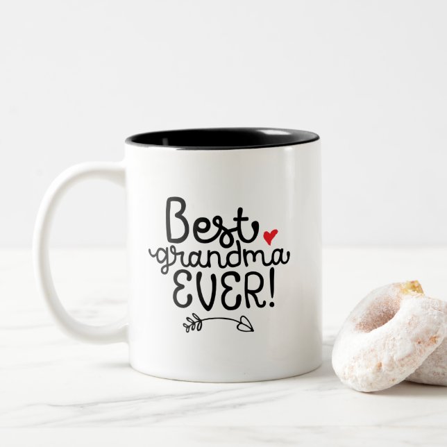 Best Grandma Ever Granny Grandmother Two-Tone Coffee Mug (With Donut)