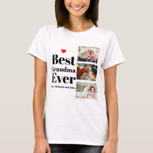 Best Grandma Ever Heart 3 Photo Collage T-Shirt