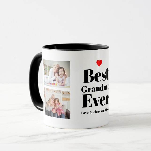 Best Grandma Ever Heart 4 Photo Collage Mug (Front Left)