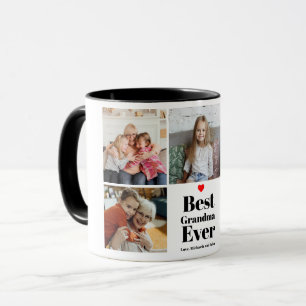 Best Grandma Ever Heart 5 Photo Collage Mug