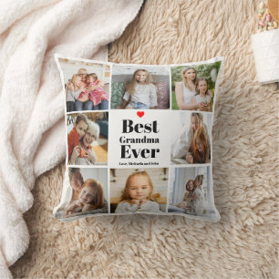 Best Grandma Ever Heart 8 Photo Collage Cushion