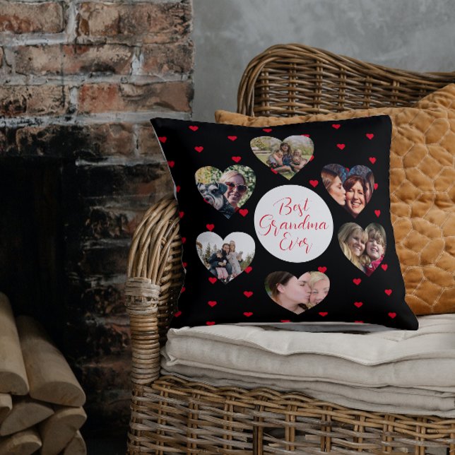 Best Grandma Ever Heart Photo Collage Mother's Day Cushion (Creator Uploaded)