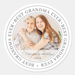 Best Grandma Ever Modern Classic Photo Classic Round Sticker