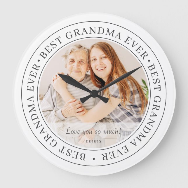Best Grandma Ever Modern Classic Photo Large Clock (Front)