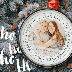 Best Grandma Ever Modern Classic Photo Metal Ornament