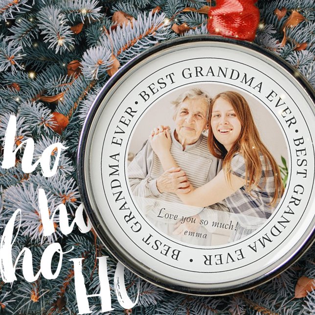Best Grandma Ever Modern Classic Photo Metal Ornament (Creator Uploaded)