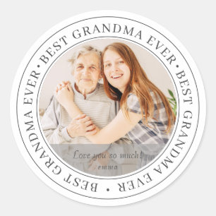 Best Grandma Ever Modern Classic Photo Round Sticker