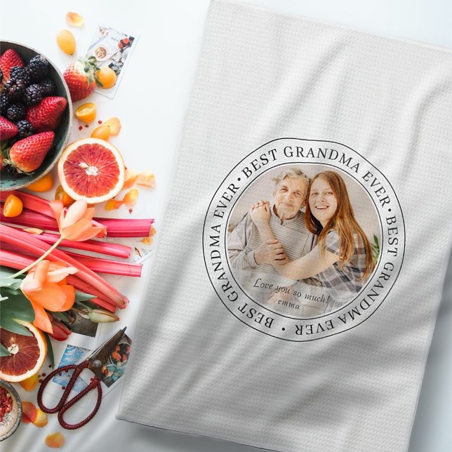 Best Grandma Ever Modern Classic Photo Tea Towel (Creator Uploaded)