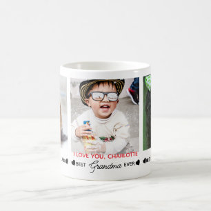 Best GRANDMA Ever Modern Personalised 3 Photo Coffee Mug