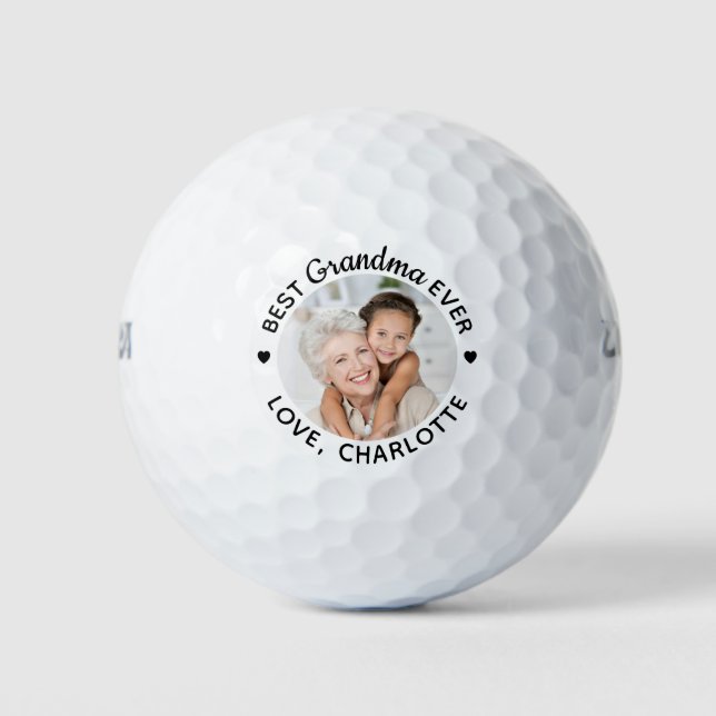 Best Grandma Ever Modern Personalised Photo Wilson Golf Balls (Front)