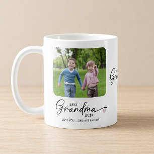 Best Grandma Ever Modern Script 1 or 2 Photos Coffee Mug